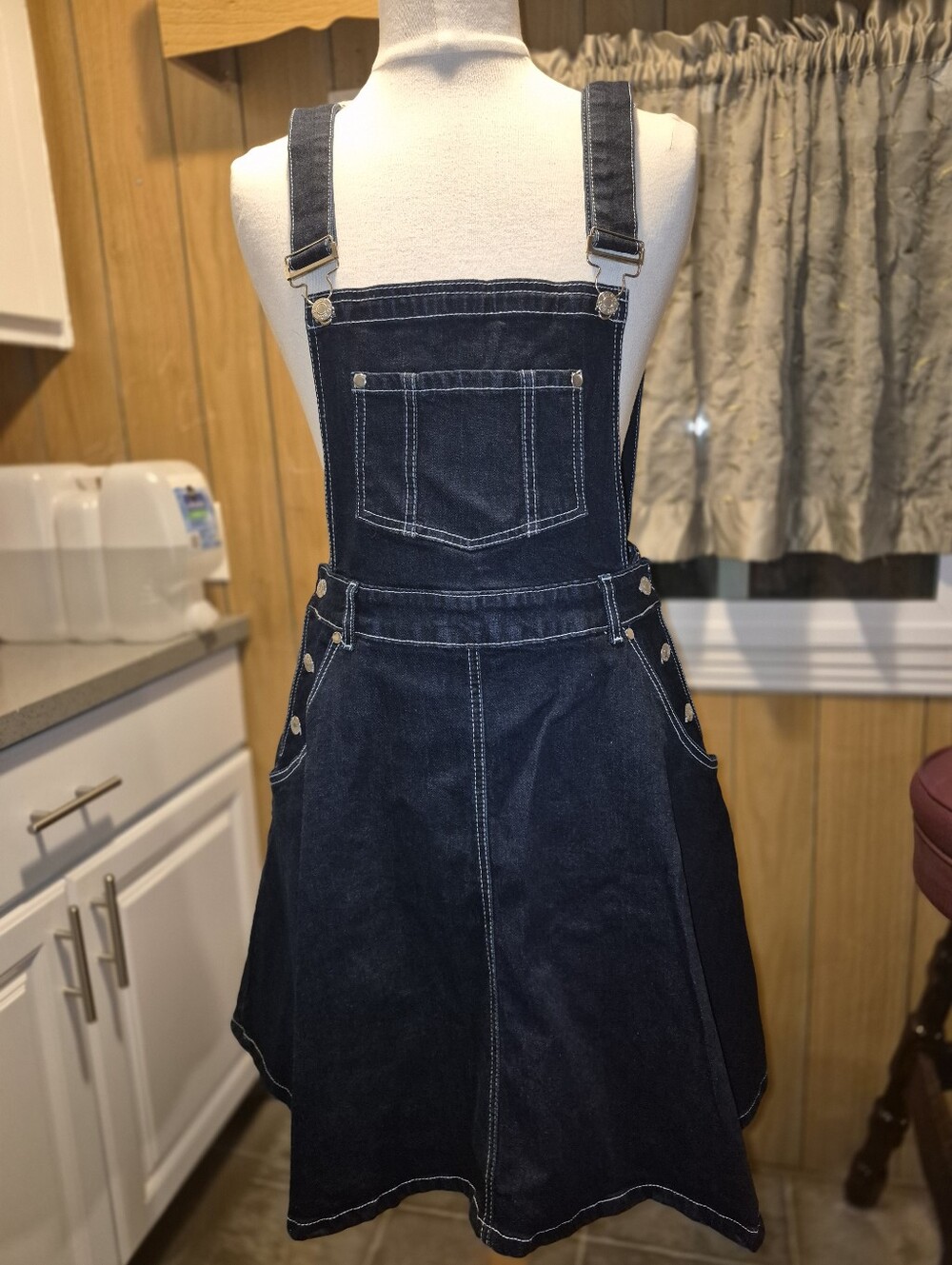 Dark Indigo Denim Pinafore Skirt